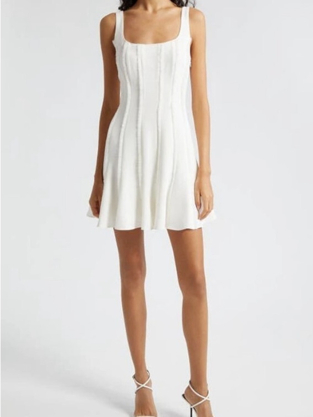 cinq a sept White Square-Neck Mini Sundress